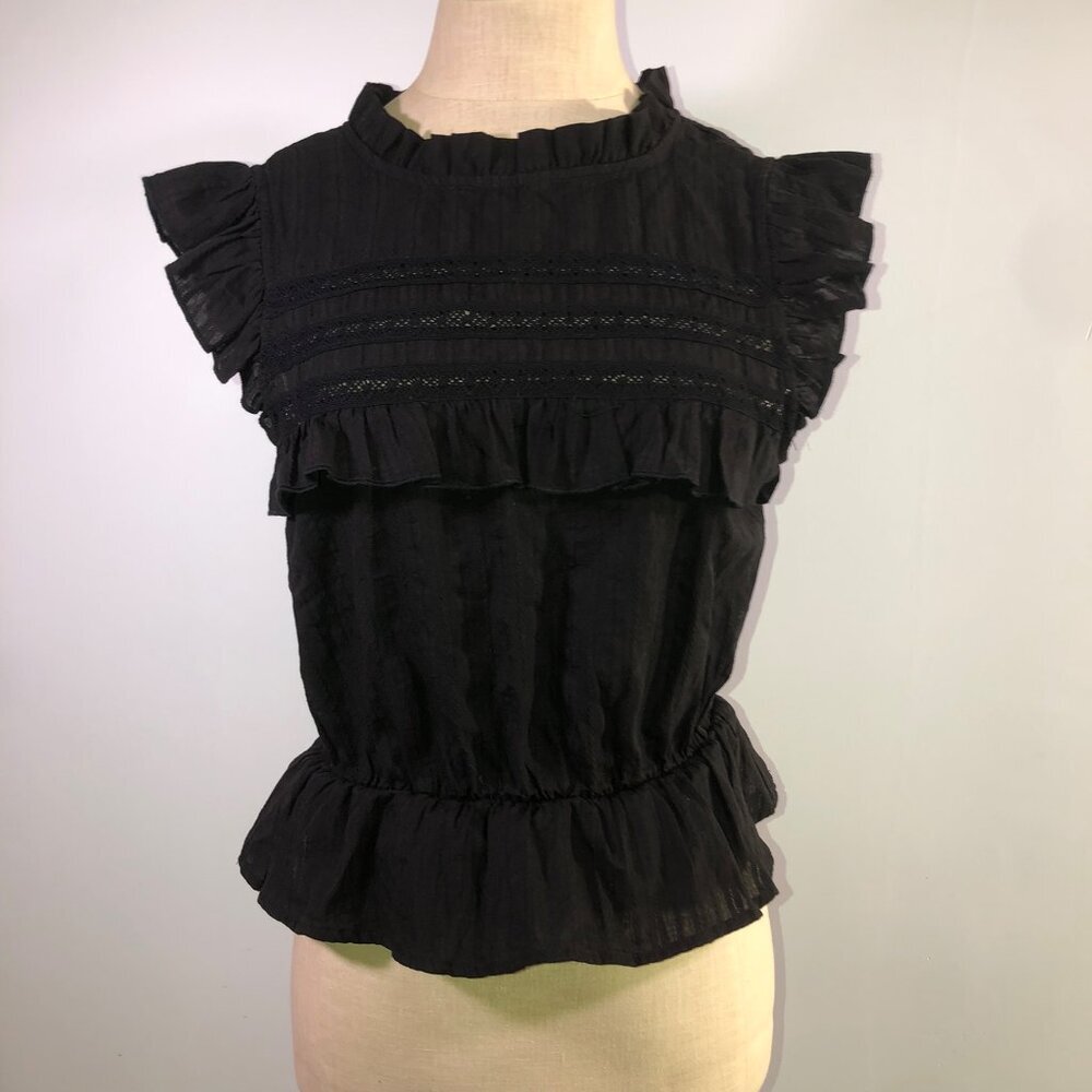 GB Black sleeveless ruffle blouse top XS- NWT- Dillards
